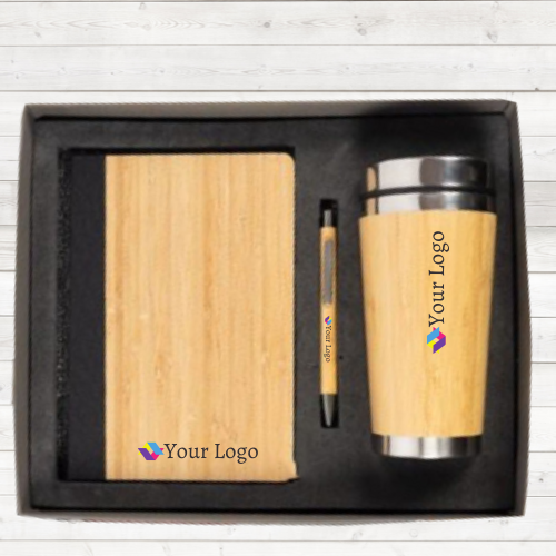 Corporate Eco Friendly Gift Set Notebook, Pen And Gripper Mug