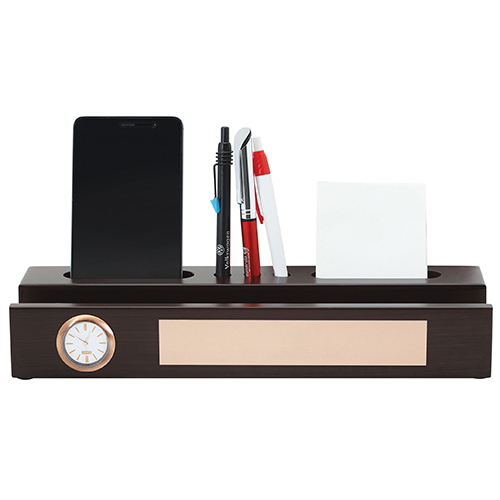 Desk Organizer With Table Clock And Mobile Stand Custom Design